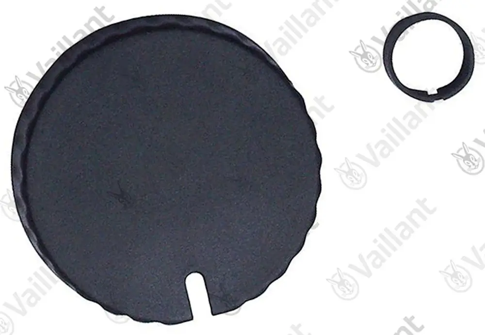 Schwarze Abdeckung und Halterung von Vaillant, geeignet für die Anpassung oder Reparatur eines Heizungsreglers.